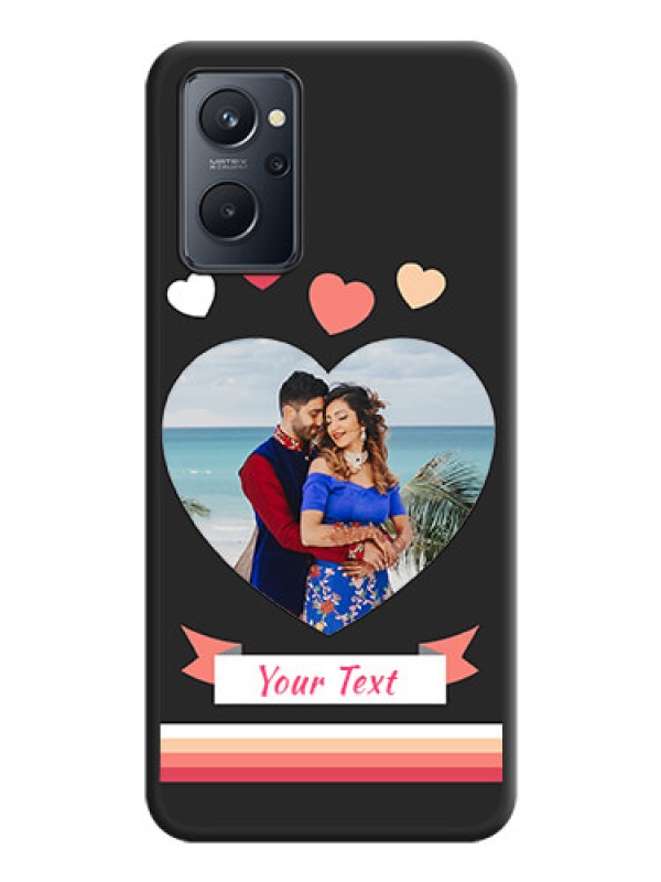 Custom Love Shaped Photo with Colorful Stripes on Personalised Space Black Soft Matte Cases - Realme 9i