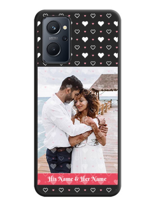 Custom White Color Love Symbols with Text Design on Photo on Space Black Soft Matte Phone Cover - Realme 9i