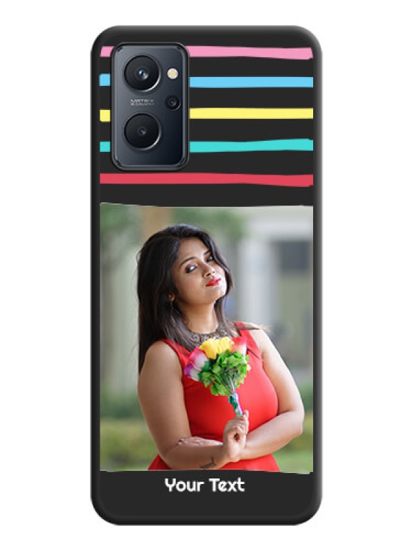 Custom Multicolor Lines with Image on Space Black Personalized Soft Matte Phone Covers - Realme 9i