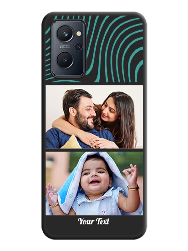 Custom Wave Pattern with 2 Image Holder on Space Black Personalized Soft Matte Phone Covers - Realme 9i