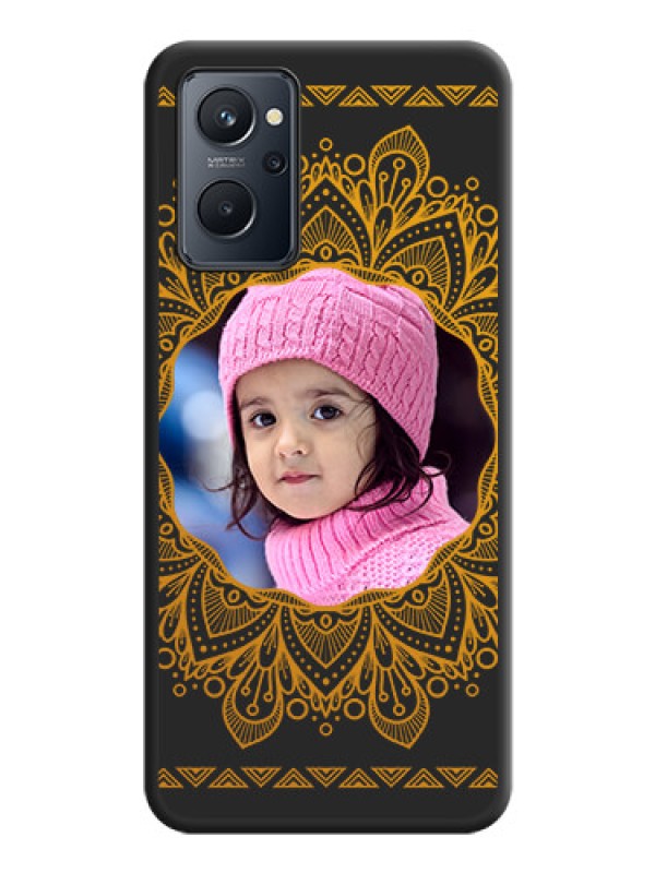 Custom Round Image with Floral Design on Photo on Space Black Soft Matte Mobile Cover - Realme 9i