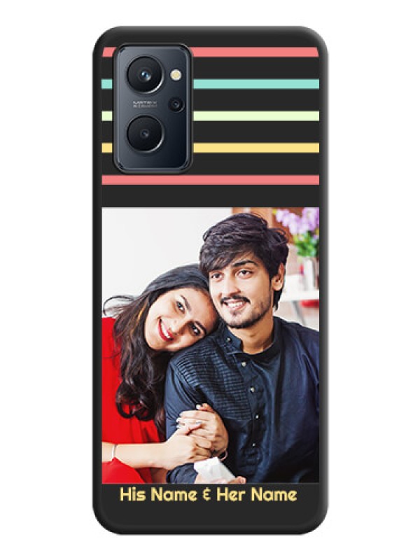 Custom Color Stripes with Photo and Text on Photo on Space Black Soft Matte Mobile Case - Realme 9i