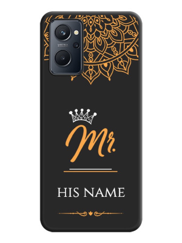 Custom Mr Name with Floral Design  on Personalised Space Black Soft Matte Cases - Realme 9i