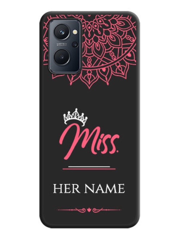 Custom Mrs Name with Floral Design on Space Black Personalized Soft Matte Phone Covers - Realme 9i