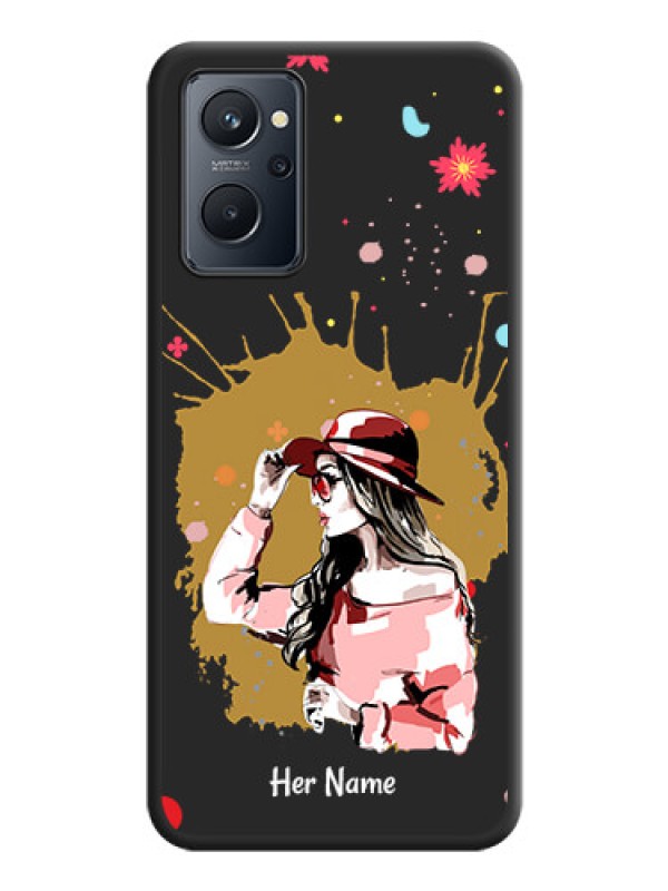 Custom Mordern Lady With Color Splash Background With Custom Text On Space Black Personalized Soft Matte Phone Covers -Realme 9I