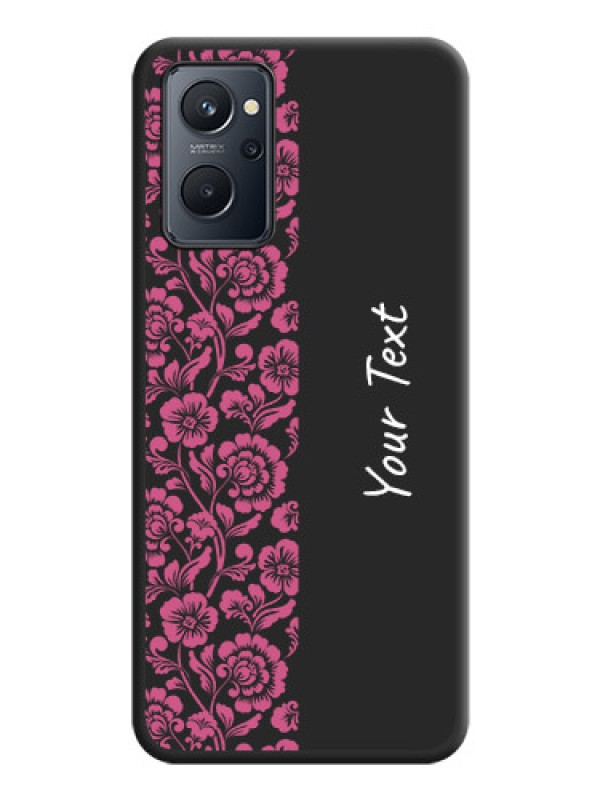 Custom Pink Floral Pattern Design With Custom Text On Space Black Personalized Soft Matte Phone Covers -Realme 9I