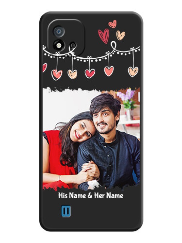 Custom Pink Love Hangings with Name on Space Black Custom Soft Matte Phone Cases - Realme C11 2021