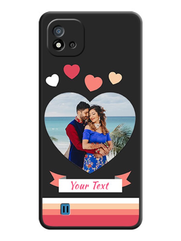 Custom Love Shaped Photo with Colorful Stripes on Personalised Space Black Soft Matte Cases - Realme C11 2021