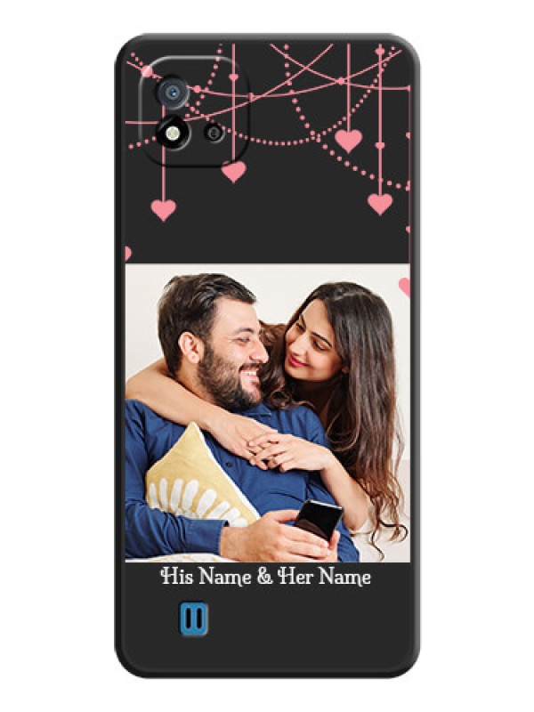 Custom Pink Love Hangings with Text on Space Black Custom Soft Matte Back Cover - Realme C11 2021