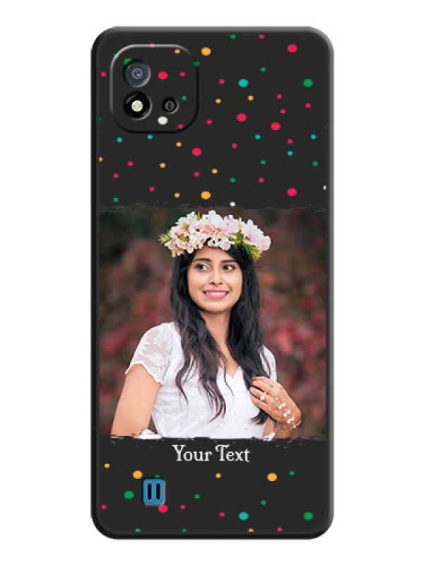 Custom Multicolor Dotted Pattern with Text on Space Black Custom Soft Matte Phone Back Cover - Realme C11 2021