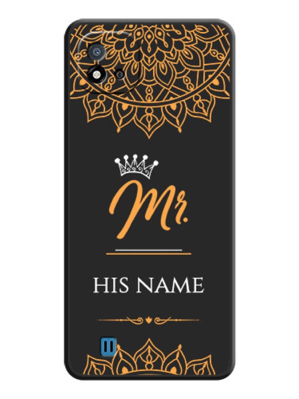Custom Mr Name with Floral Design  on Personalised Space Black Soft Matte Cases - Realme C11 2021