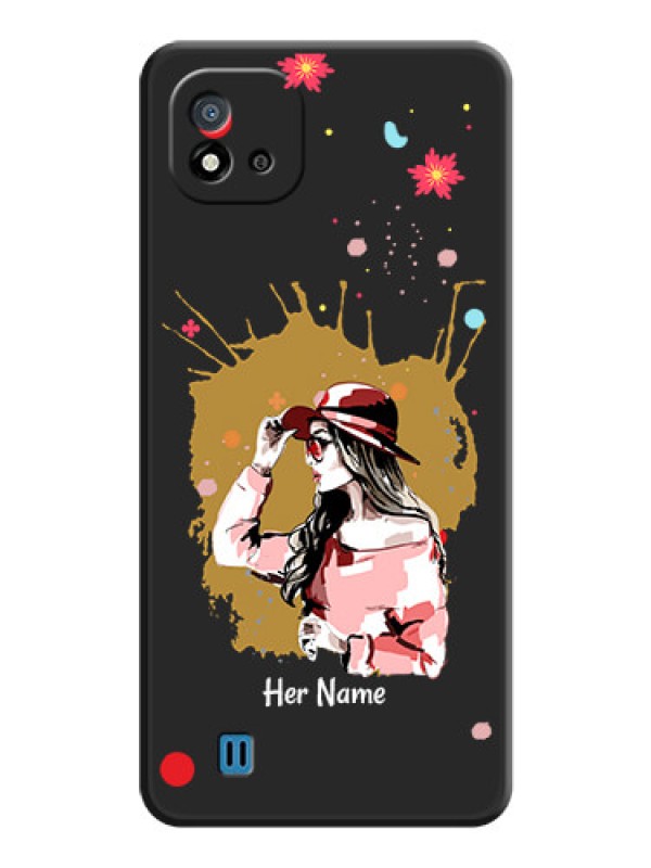 Custom Mordern Lady With Color Splash Background With Custom Text On Space Black Personalized Soft Matte Phone Covers -Realme C11 2021