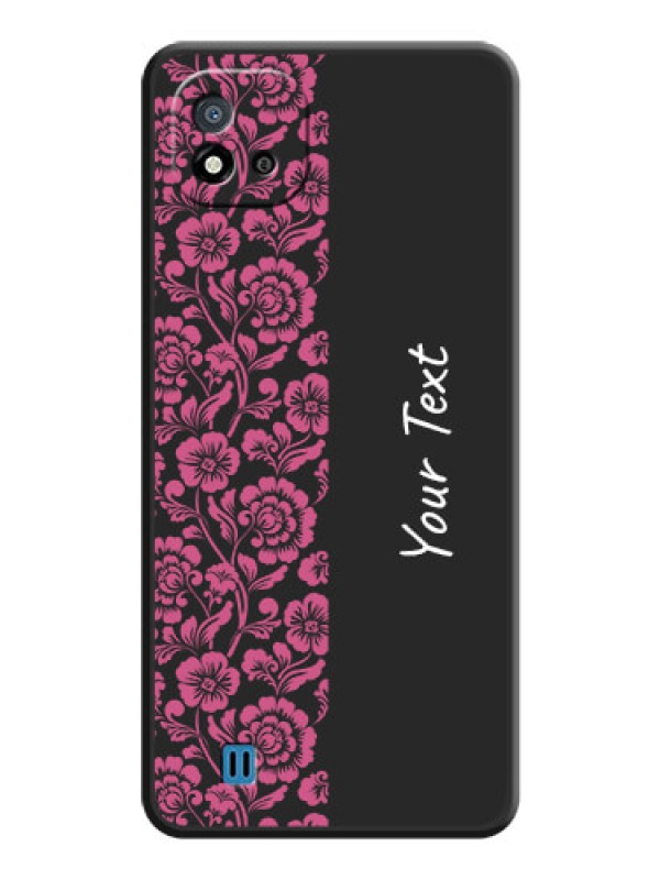 Custom Pink Floral Pattern Design With Custom Text On Space Black Personalized Soft Matte Phone Covers -Realme C11 2021