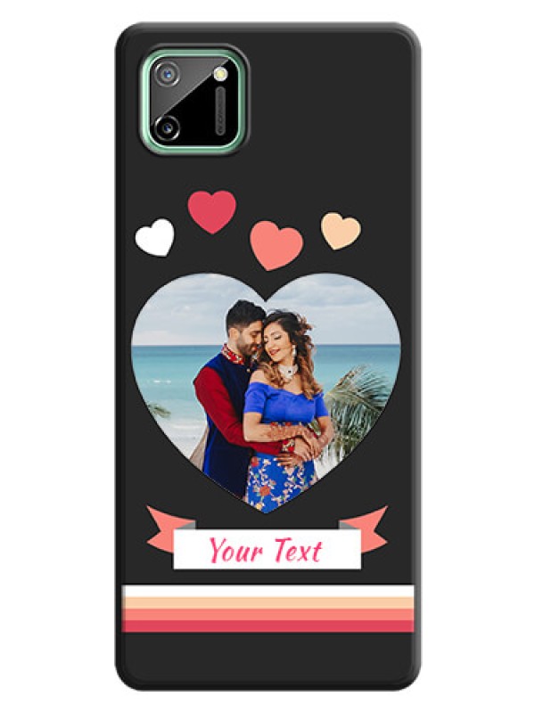 Custom Love Shaped Photo with Colorful Stripes on Personalised Space Black Soft Matte Cases - Realme C11