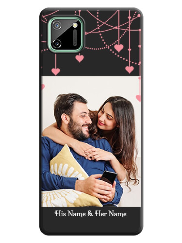 Custom Pink Love Hangings with Text on Space Black Custom Soft Matte Back Cover - Realme C11
