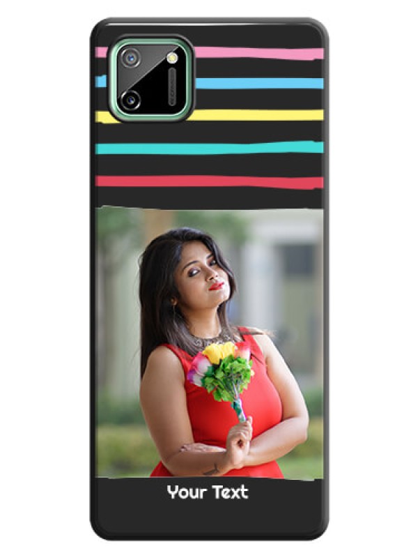 Custom Multicolor Lines with Image on Space Black Personalized Soft Matte Phone Covers - Realme C11