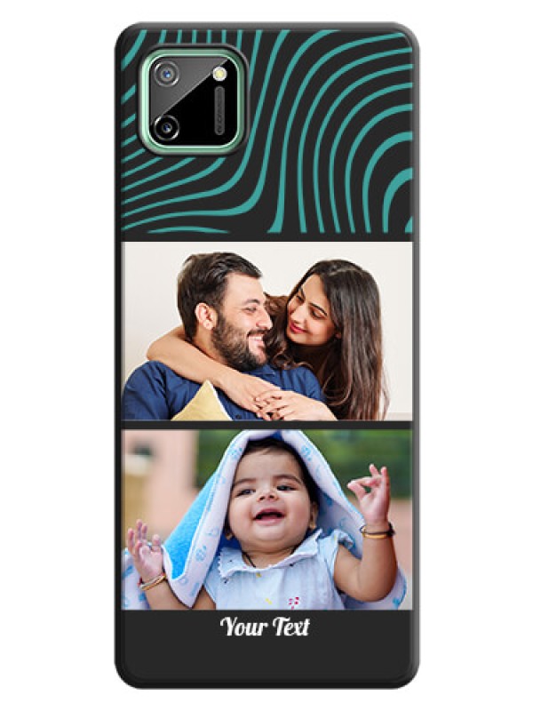 Custom Wave Pattern with 2 Image Holder on Space Black Personalized Soft Matte Phone Covers - Realme C11