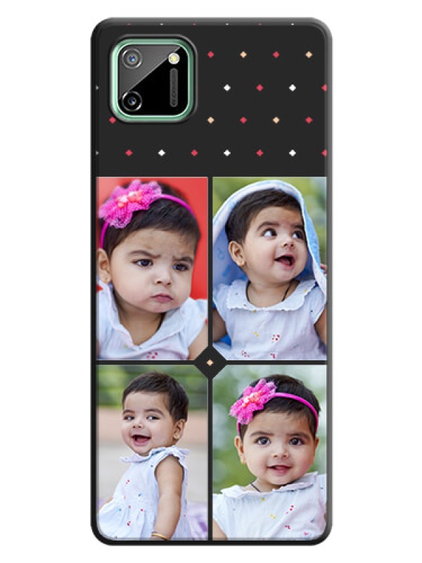 Custom Multicolor Dotted Pattern with 4 Image Holder on Space Black Custom Soft Matte Phone Cases - Realme C11