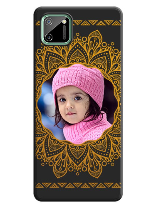 Custom Round Image with Floral Design - Photo on Space Black Soft Matte Mobile Cover - Realme C11