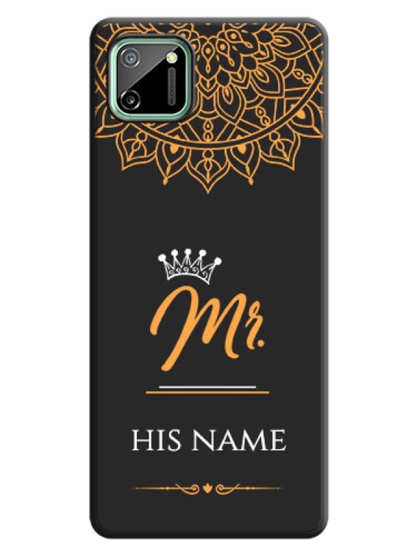 Custom Mr Name with Floral Design  on Personalised Space Black Soft Matte Cases - Realme C11