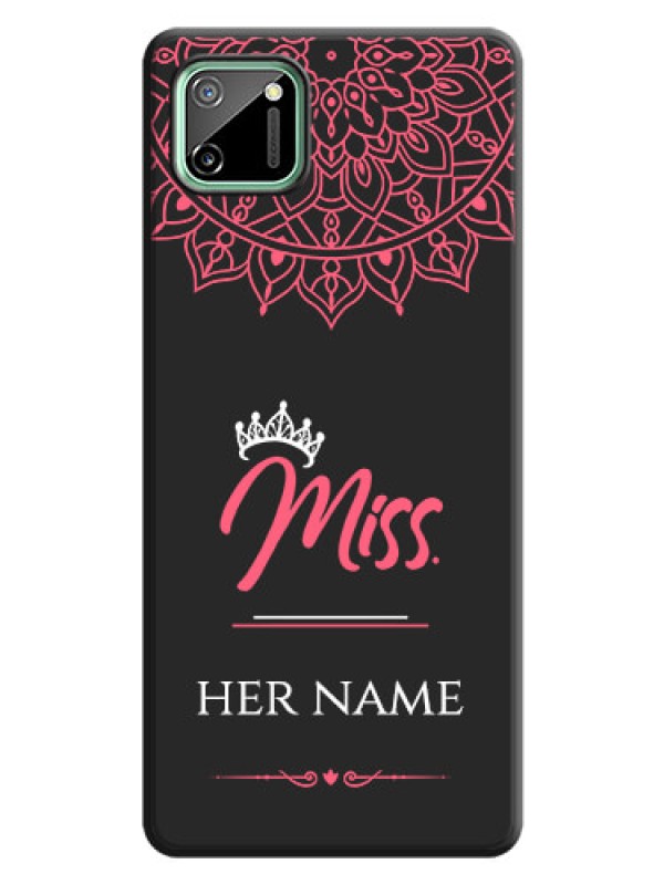 Custom Mrs Name with Floral Design on Space Black Personalized Soft Matte Phone Covers - Realme C11