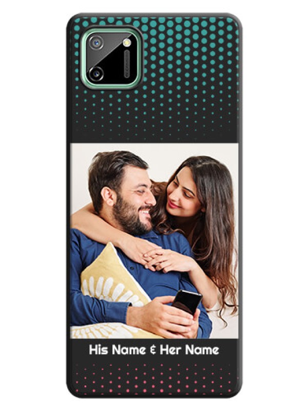 Custom Faded Dots with Grunge Photo Frame and Text on Space Black Custom Soft Matte Phone Cases - Realme C11