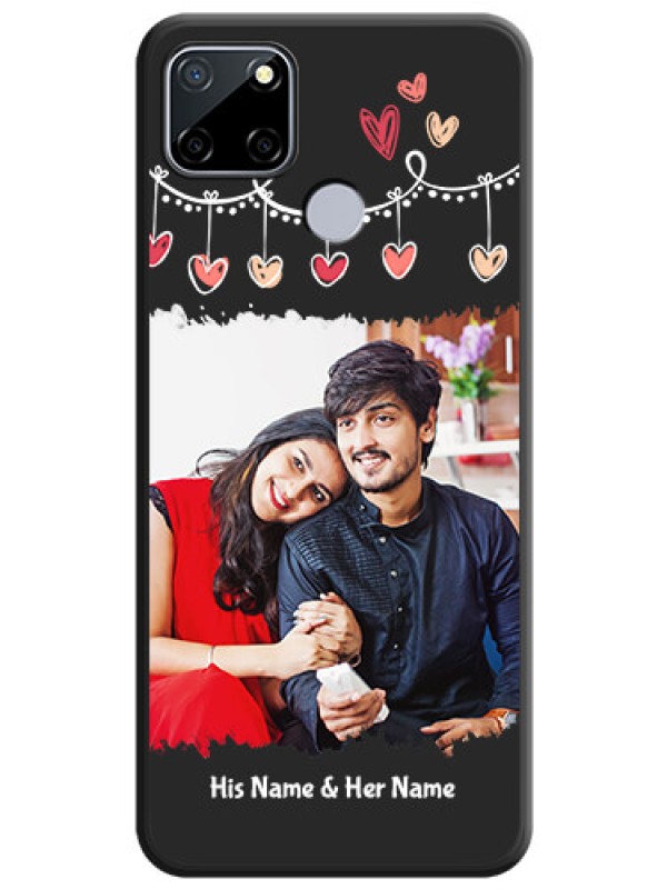 Custom Pink Love Hangings with Name on Space Black Custom Soft Matte Phone Cases - Realme C12