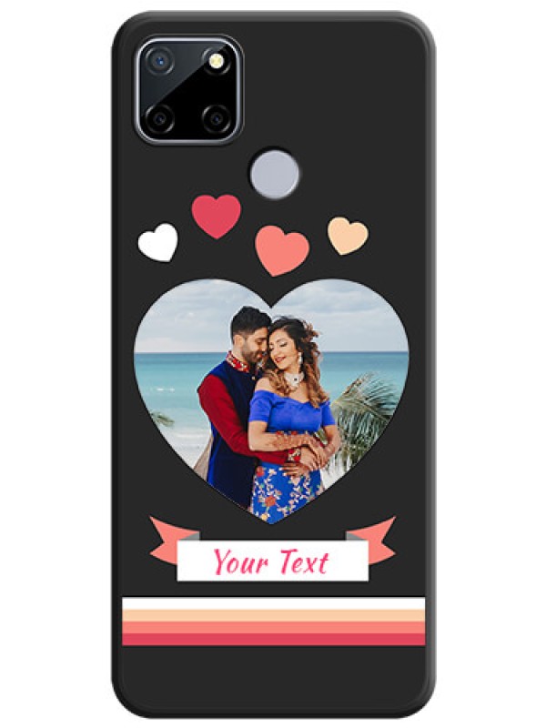 Custom Love Shaped Photo with Colorful Stripes on Personalised Space Black Soft Matte Cases - Realme C12