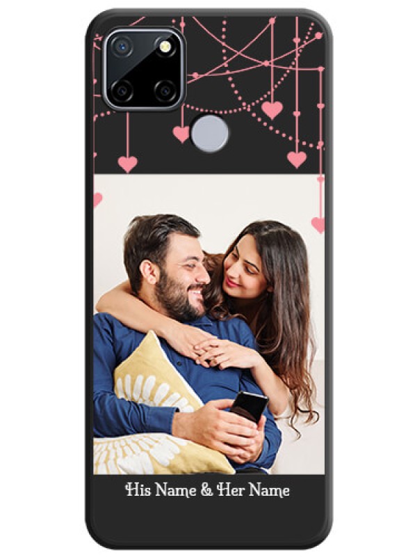 Custom Pink Love Hangings with Text on Space Black Custom Soft Matte Back Cover - Realme C12