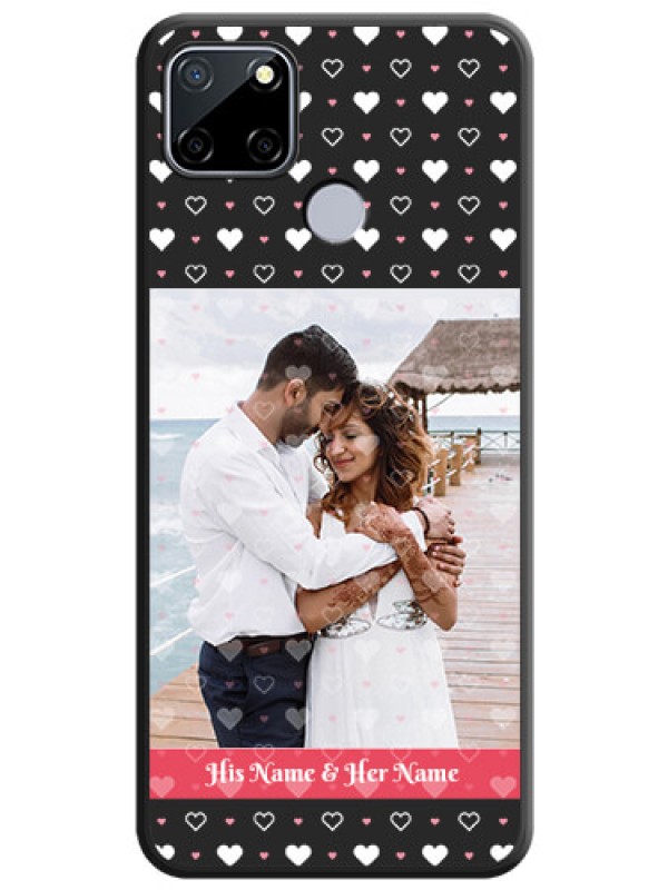 Custom White Color Love Symbols with Text Design on Photo on Space Black Soft Matte Phone Cover - Realme C12