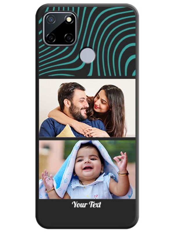 Custom Wave Pattern with 2 Image Holder on Space Black Personalized Soft Matte Phone Covers - Realme C12