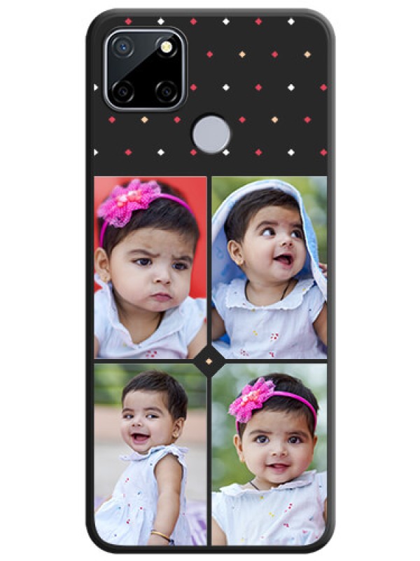 Custom Multicolor Dotted Pattern with 4 Image Holder on Space Black Custom Soft Matte Phone Cases - Realme C12