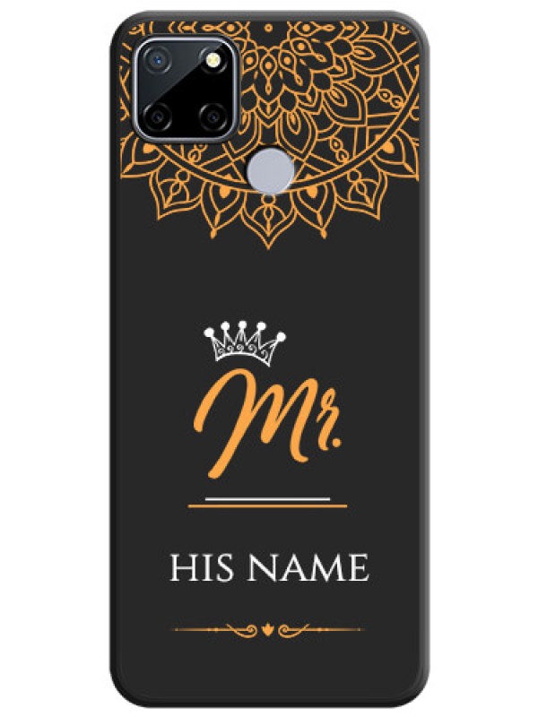 Custom Mr Name with Floral Design  on Personalised Space Black Soft Matte Cases - Realme C12