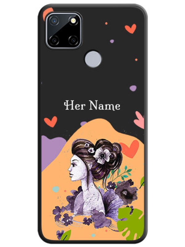 Custom Namecase For Her With Fancy Lady Image On Space Black Personalized Soft Matte Phone Covers -Realme C12