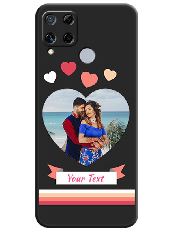 Custom Love Shaped Photo with Colorful Stripes on Personalised Space Black Soft Matte Cases - Realme C15