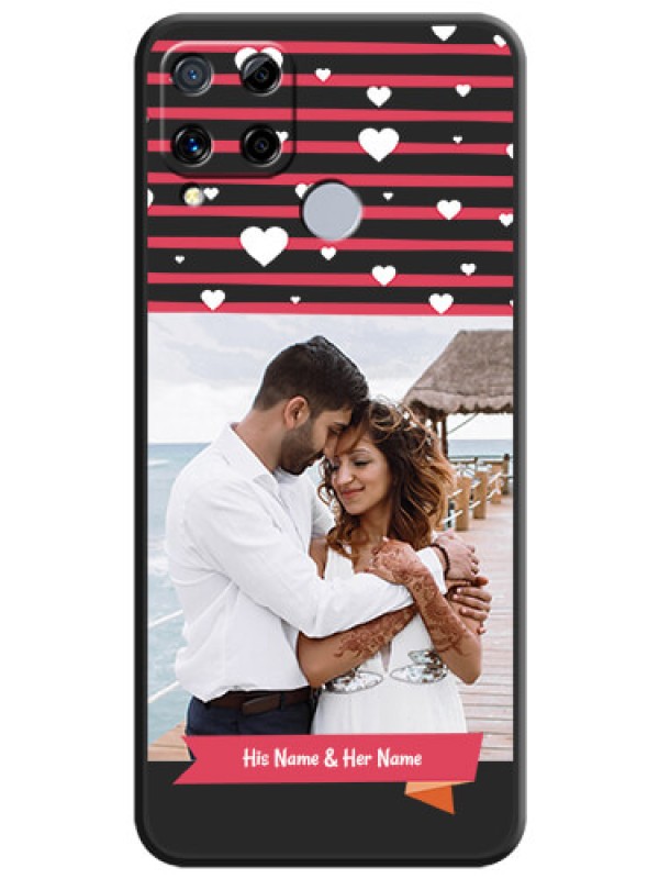 Custom White Color Love Symbols with Pink Lines Pattern on Space Black Custom Soft Matte Phone Cases - Realme C15