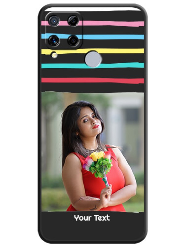 Custom Multicolor Lines with Image on Space Black Personalized Soft Matte Phone Covers - Realme C15