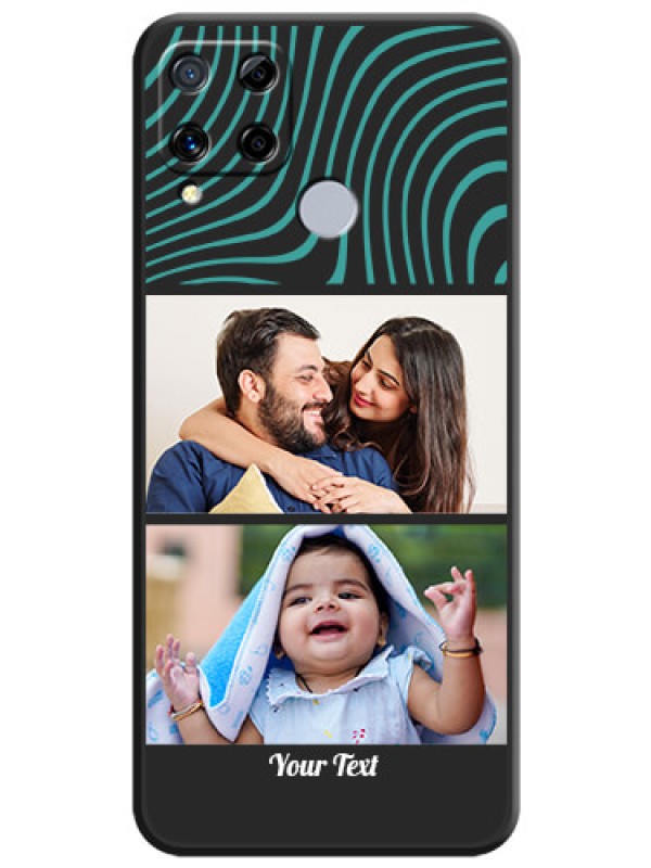 Custom Wave Pattern with 2 Image Holder on Space Black Personalized Soft Matte Phone Covers - Realme C15