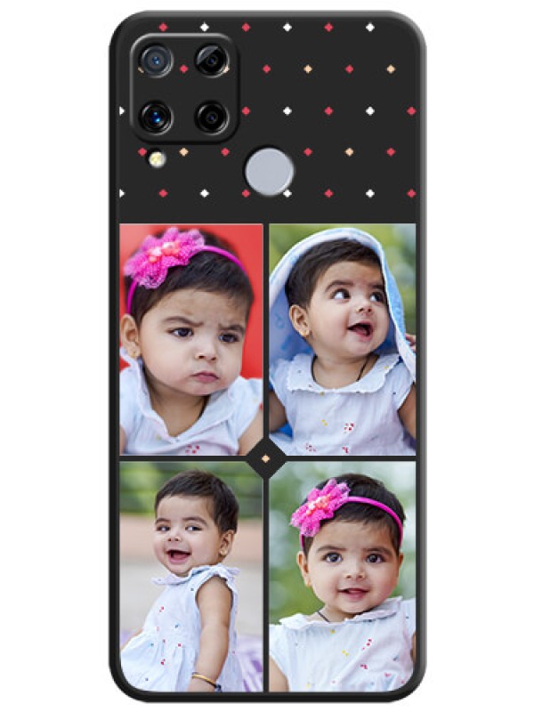 Custom Multicolor Dotted Pattern with 4 Image Holder on Space Black Custom Soft Matte Phone Cases - Realme C15