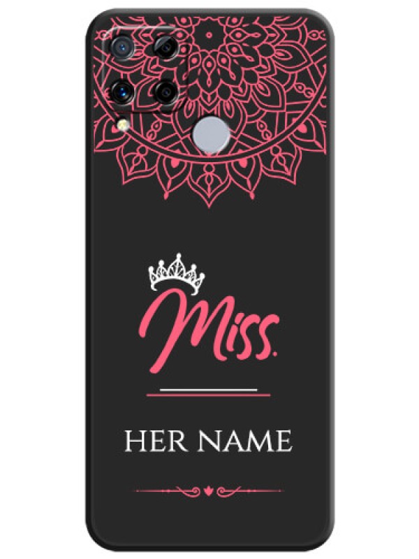 Custom Mrs Name with Floral Design on Space Black Personalized Soft Matte Phone Covers - Realme C15