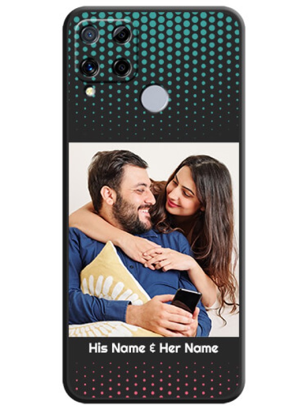 Custom Faded Dots with Grunge Photo Frame and Text on Space Black Custom Soft Matte Phone Cases - Realme C15