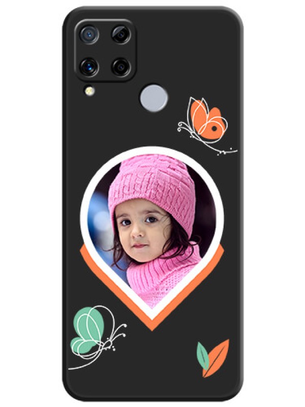 Custom Upload Pic With Simple Butterly Design On Space Black Personalized Soft Matte Phone Covers -Realme C15