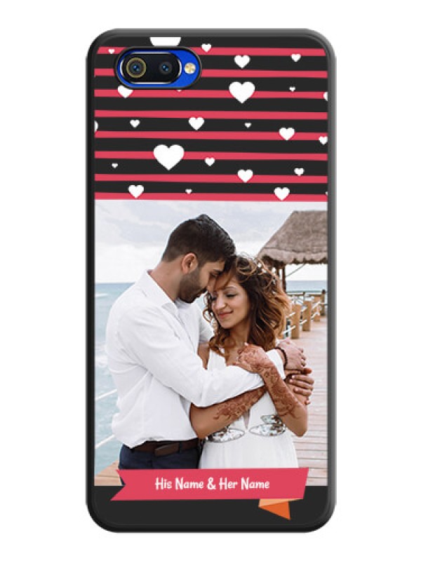 Custom White Color Love Symbols with Pink Lines Pattern on Space Black Custom Soft Matte Phone Cases - Realme C2