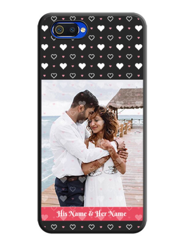 Custom White Color Love Symbols with Text Design on Photo on Space Black Soft Matte Phone Cover - Realme C2