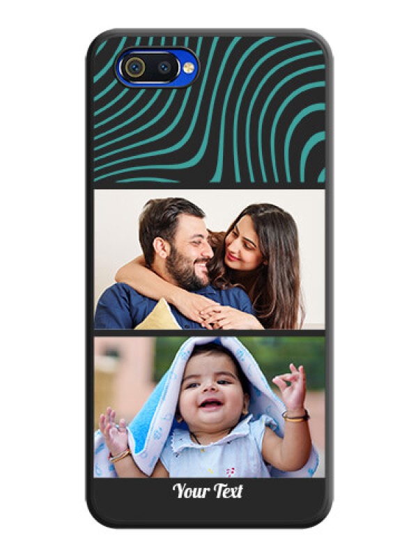 Custom Wave Pattern with 2 Image Holder on Space Black Personalized Soft Matte Phone Covers - Realme C2