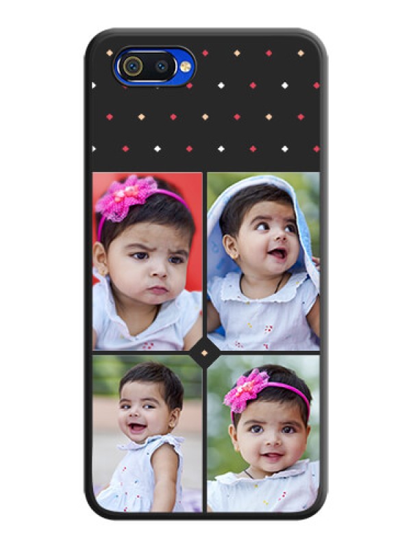 Custom Multicolor Dotted Pattern with 4 Image Holder on Space Black Custom Soft Matte Phone Cases - Realme C2