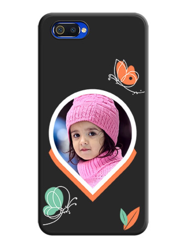 Custom Upload Pic With Simple Butterly Design On Space Black Personalized Soft Matte Phone Covers -Realme C2