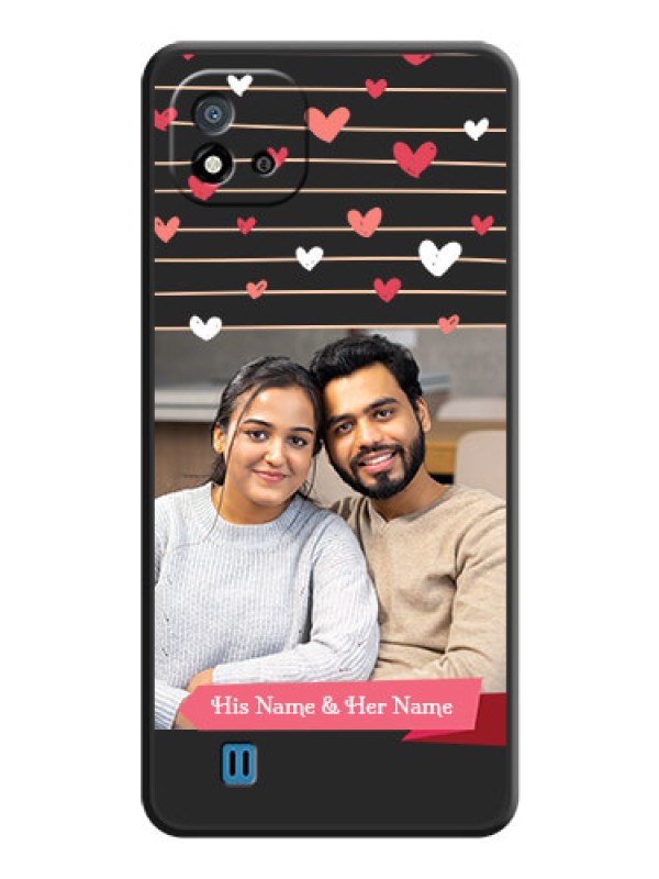 Custom Love Pattern with Name on Pink Ribbon  on Photo on Space Black Soft Matte Back Cover - Realme C20
