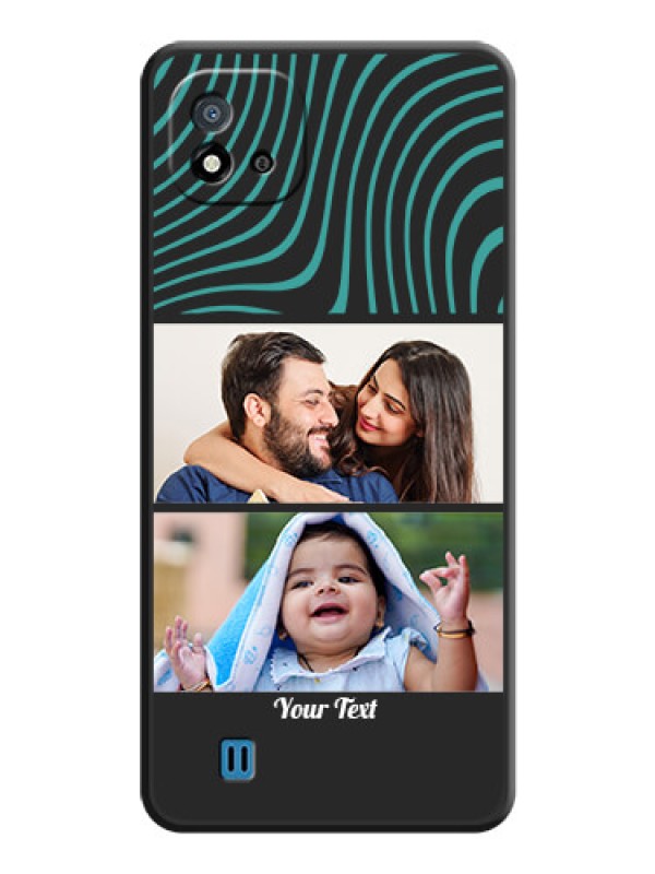 Custom Wave Pattern with 2 Image Holder on Space Black Personalized Soft Matte Phone Covers - Realme C20
