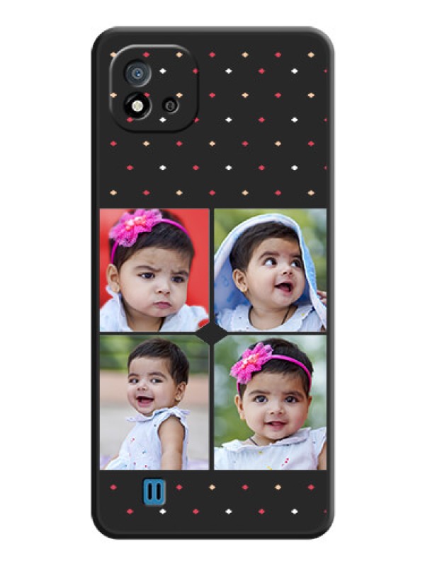 Custom Multicolor Dotted Pattern with 4 Image Holder on Space Black Custom Soft Matte Phone Cases - Realme C20